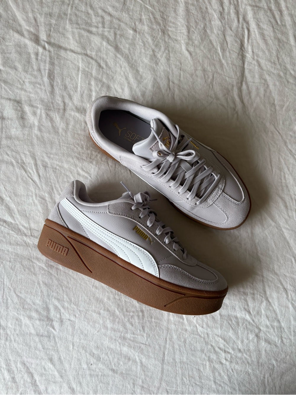 Puma Women's Platform Sneakers in Lilac with White and Gum Sole